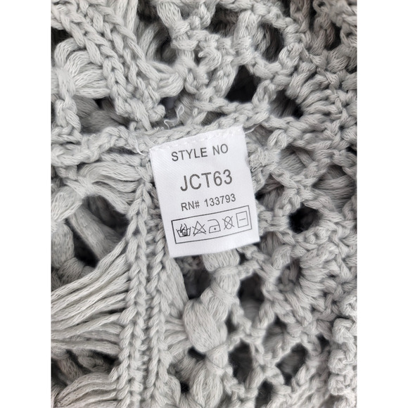 POL Crochet Tunic Top Small – Boho‎ Knit Open Weave Gray Beachy NEW - Picture 5 of 8